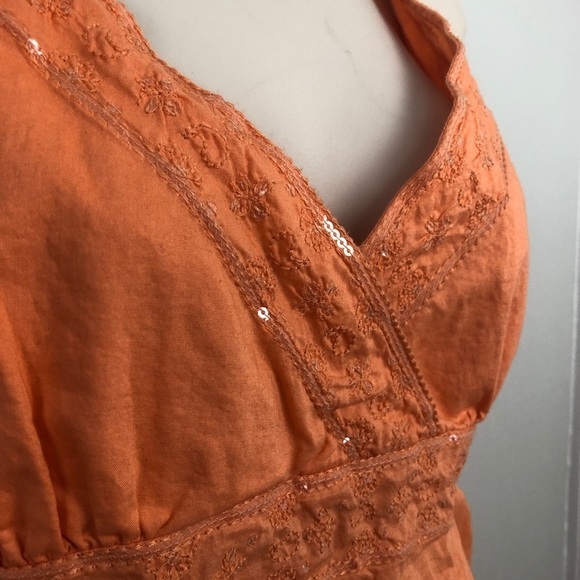 Tommy Hilfiger Orange top with sequin trim Large - Picture 3 of 8